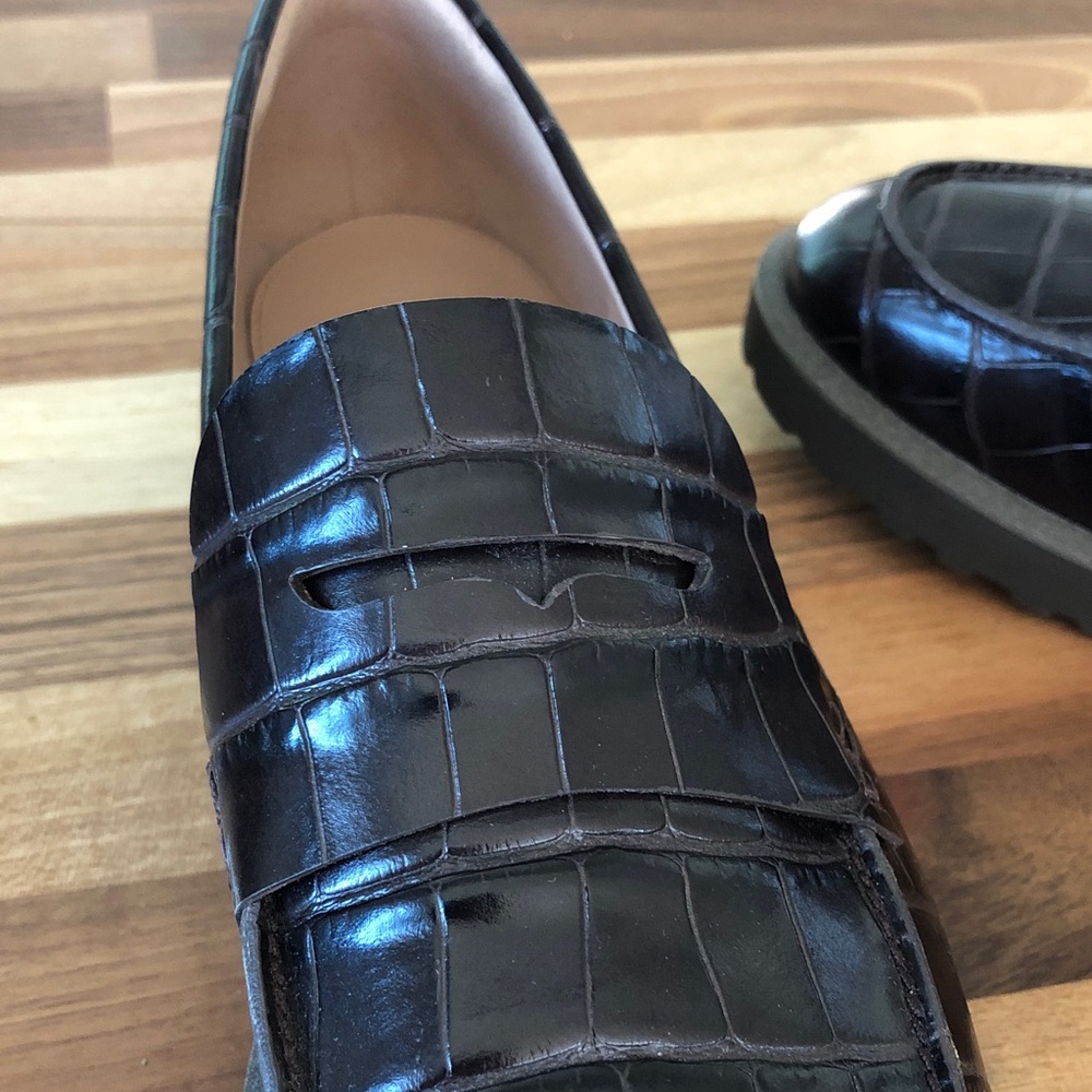 Cole Haan Brown Croc-Embossed Penny Loafers - Picture 11 of 11